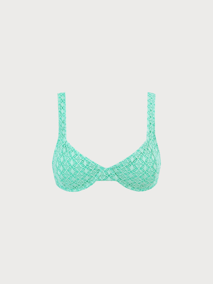 Cyan Mesh Underwire Bikini Top