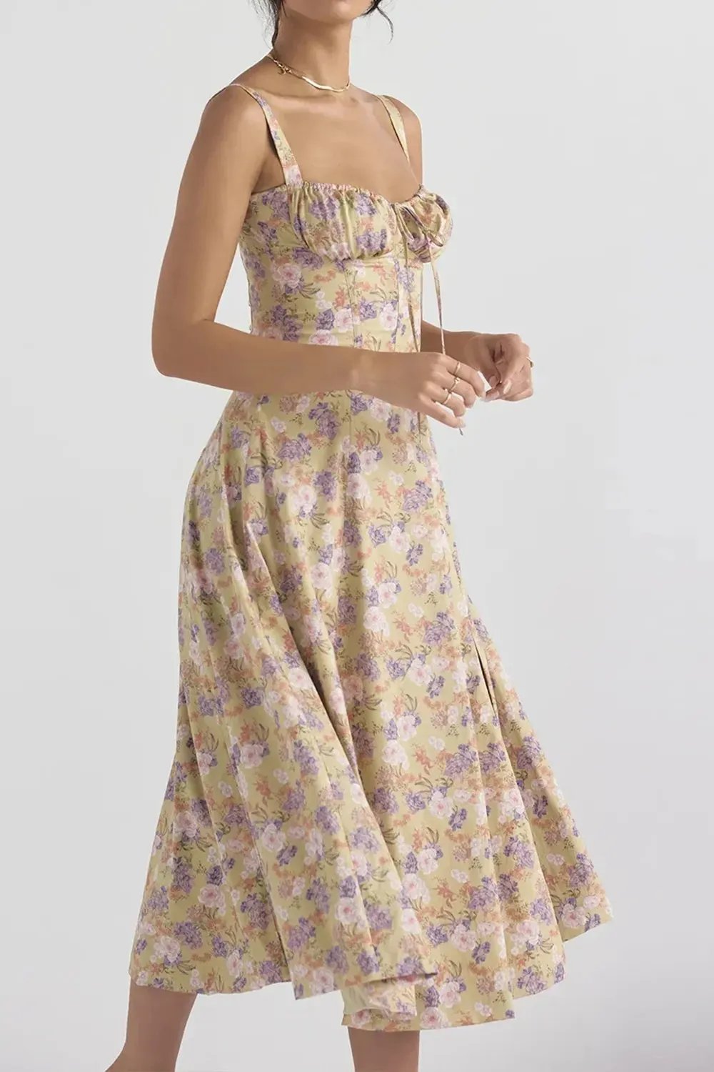 Floral Bustier Midriff Waist Shaper Dress