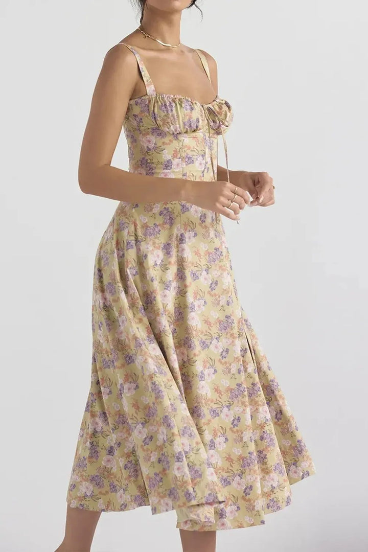 Floral Bustier Midriff Waist Shaper Dress