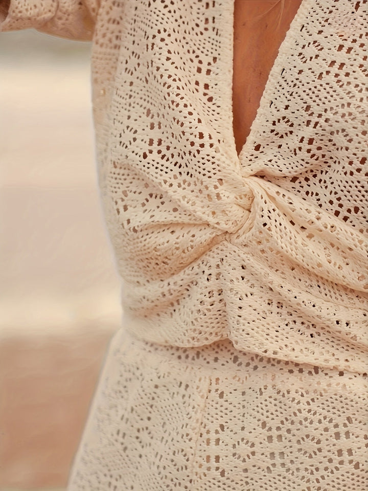 Isaline™ — V-Neck Blouse with Asymmetric Embroidery