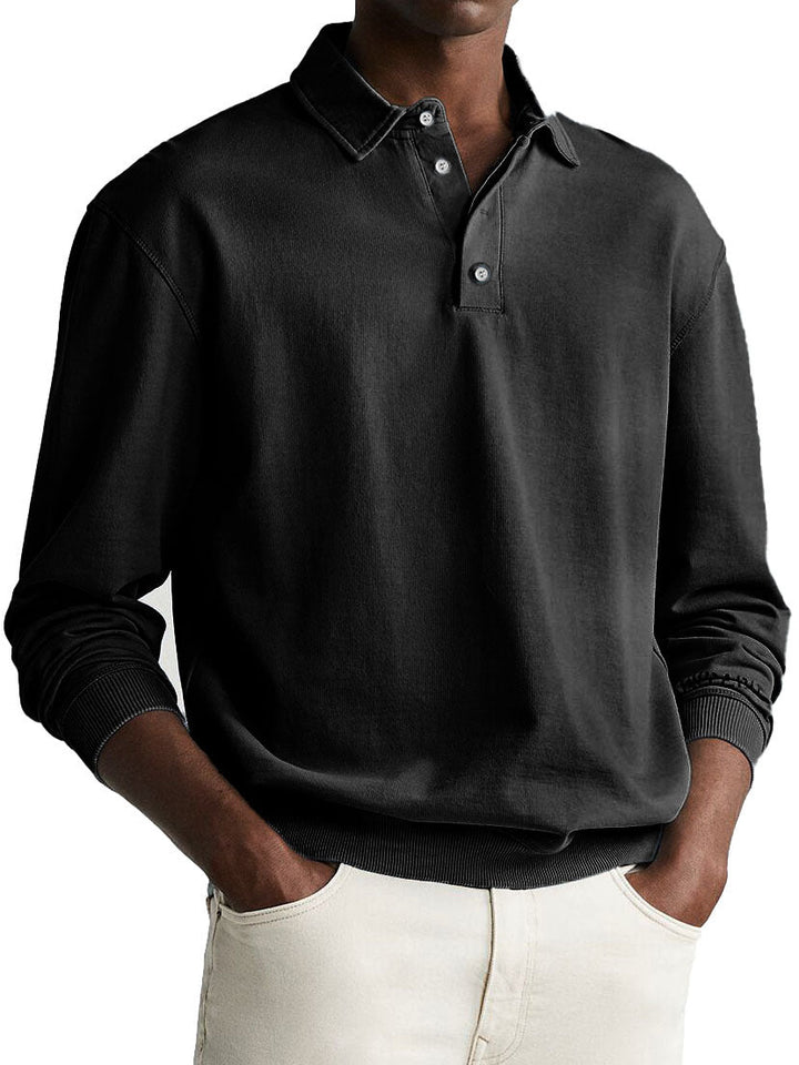 Eliot - Solid Color Button-Up Polo Shirt