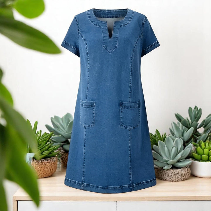 Julia Soft Denim Dress with Front Pockets