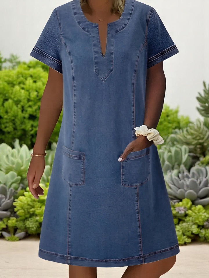 Julia Soft Denim Dress with Front Pockets