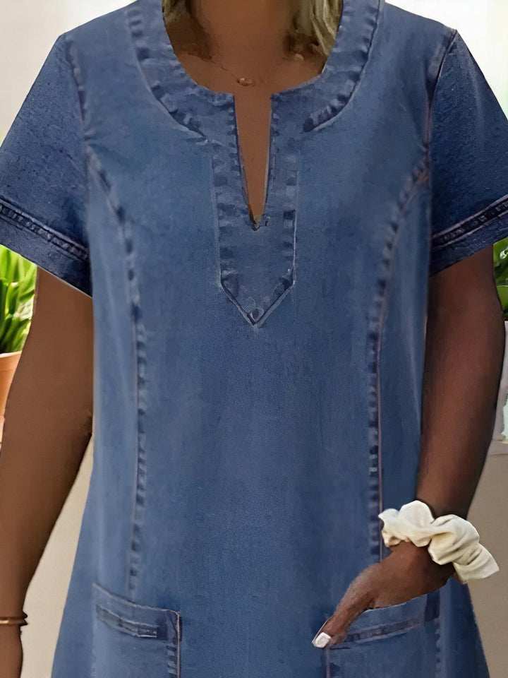 Julia Soft Denim Dress with Front Pockets