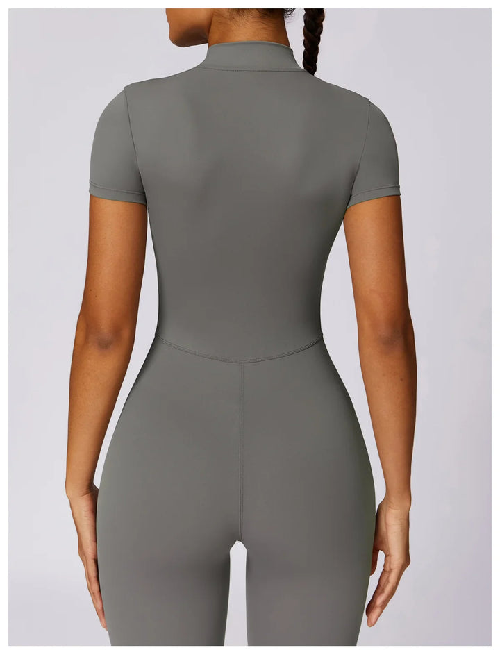 Tracksuit One-Piece Zipper Short Sleeve  Jumpsuits