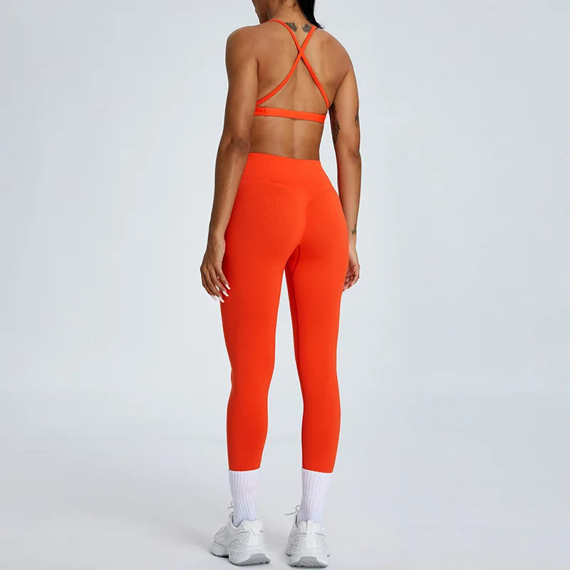 Sexy Cross Strap Seamless Sports Bra