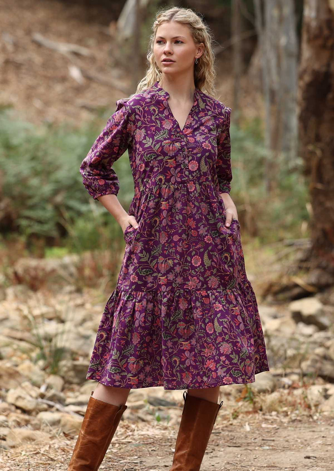 Tiered Midi Dress Amethyst