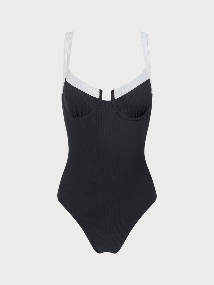Contrast Trim Knotted One-Piece Swimsuit