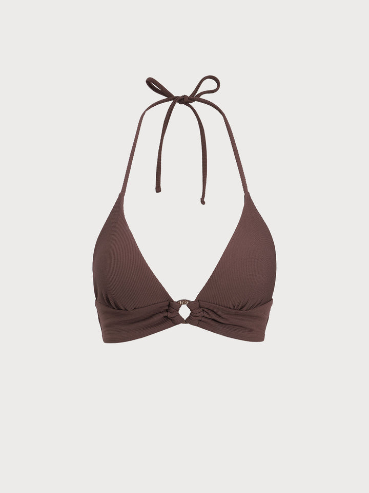 Dark Coffee Back Tie Bikini Top