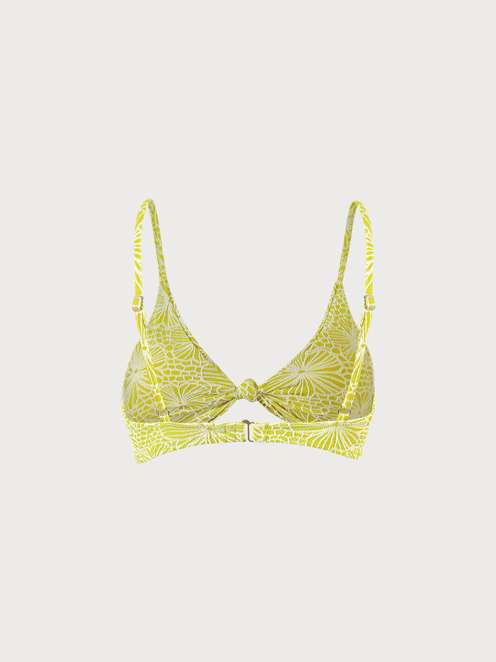 Floral Jacquard Knot Bikini Top