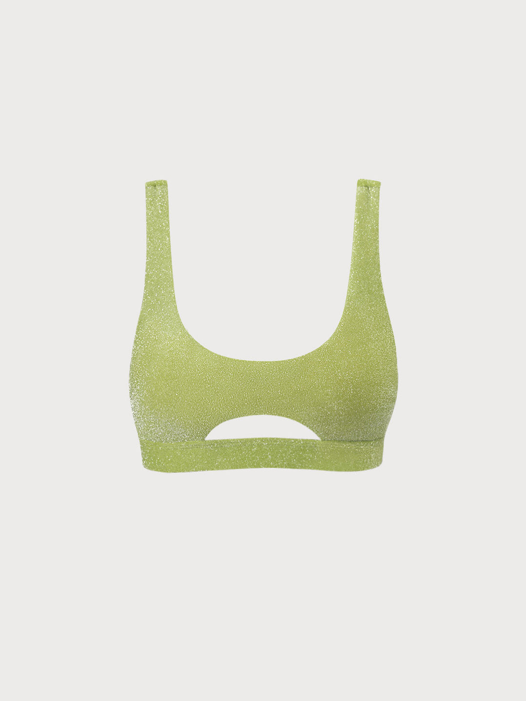 Light Green Lurex Cut Out Bikini Top