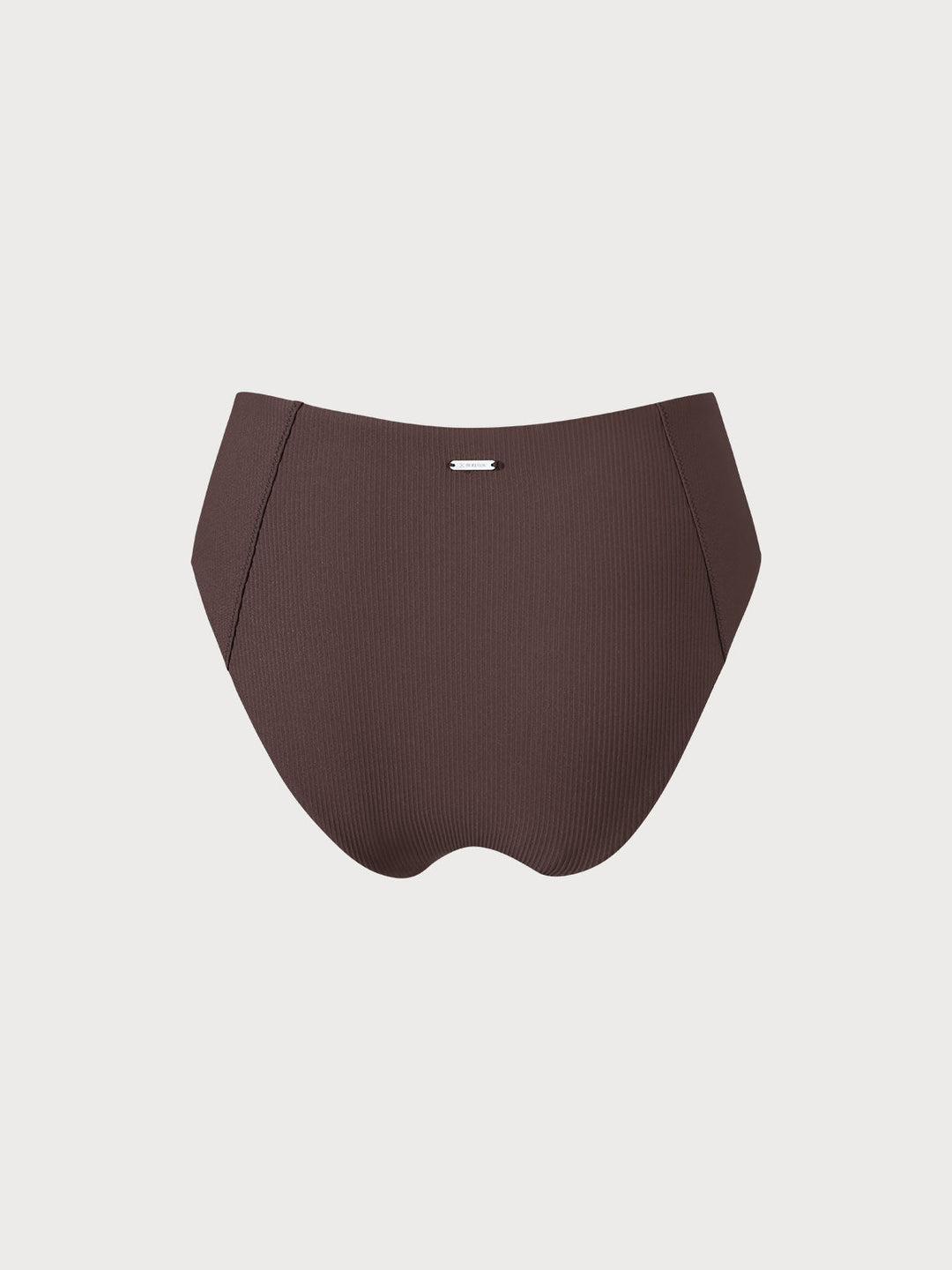 Coffee Ribbed Seam Full Coverage Bikini Bottom