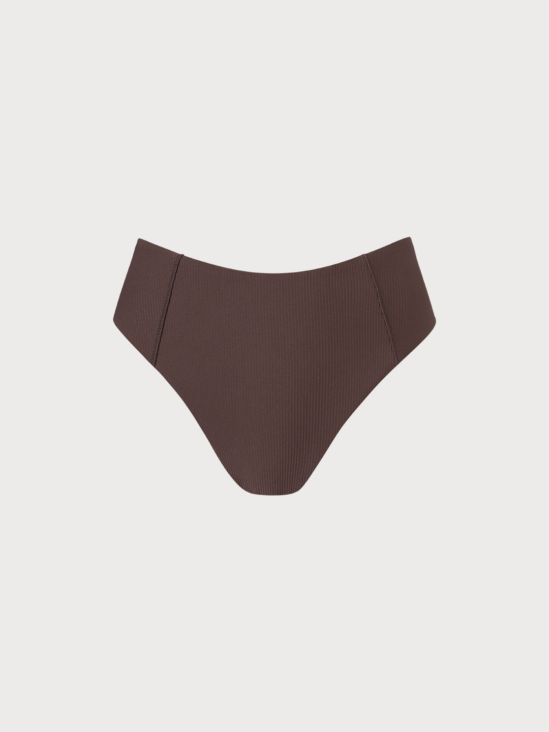 Coffee Ribbed Seam Full Coverage Bikini Bottom