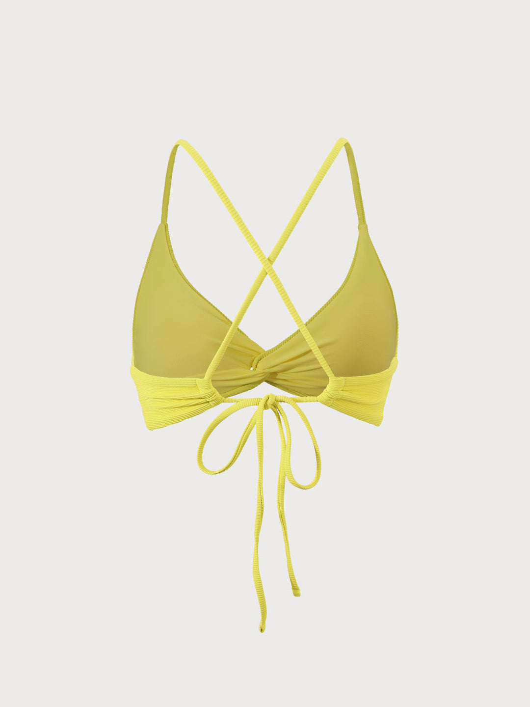 Yellow Twist Cross Back Bikini Top