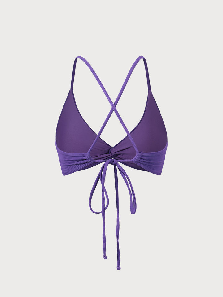 Purple Twist Cross Back Bikini Top