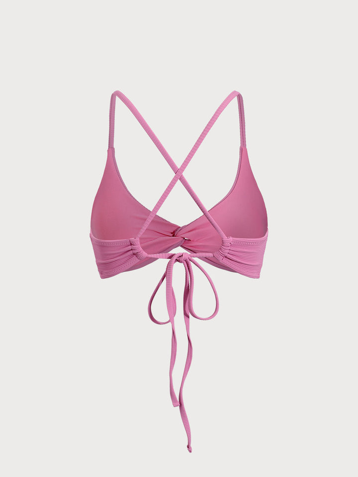Pink Twist Backless Bikini Top