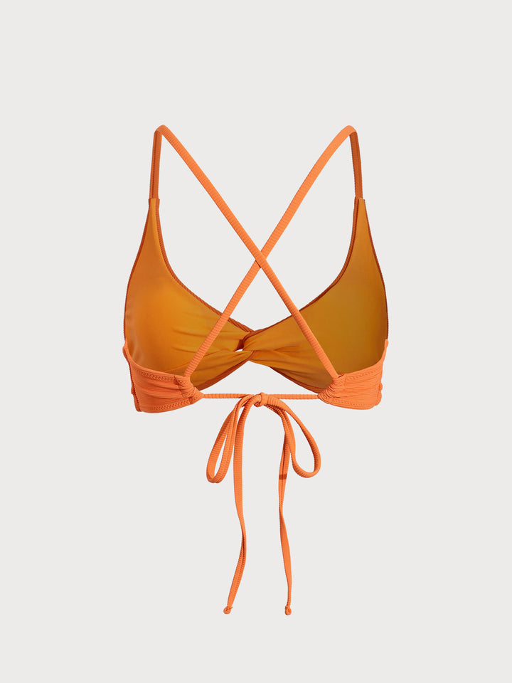 Orange Twist Backless Bikini Top