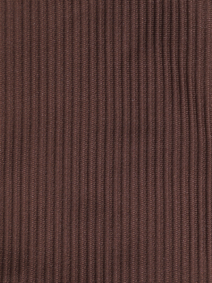 Dark Coffee Ribbed High Cut Bikini Bottom