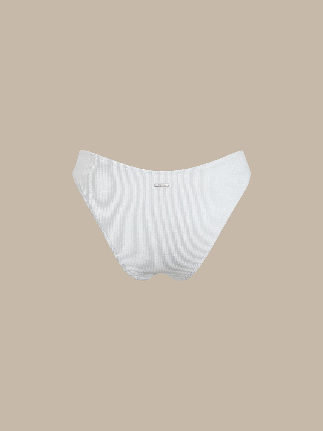 White Ribbed Plaid Bikini Bottom