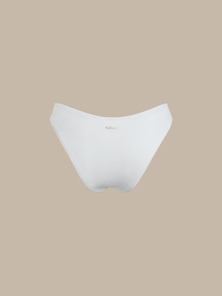 White Ribbed Plaid Bikini Bottom