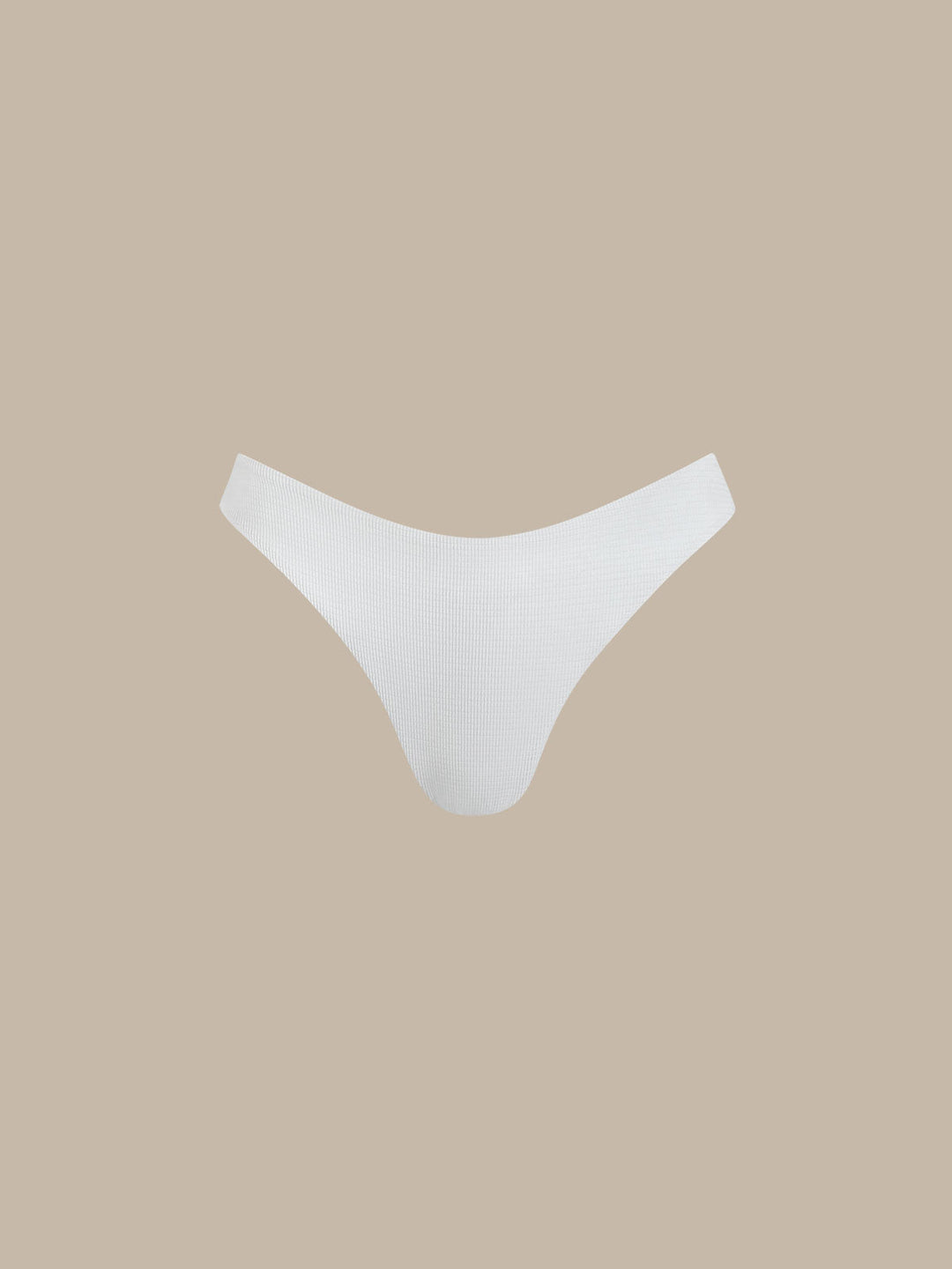 White Ribbed Plaid Bikini Bottom