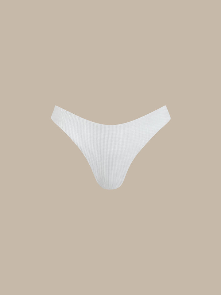 White Ribbed Plaid Bikini Bottom