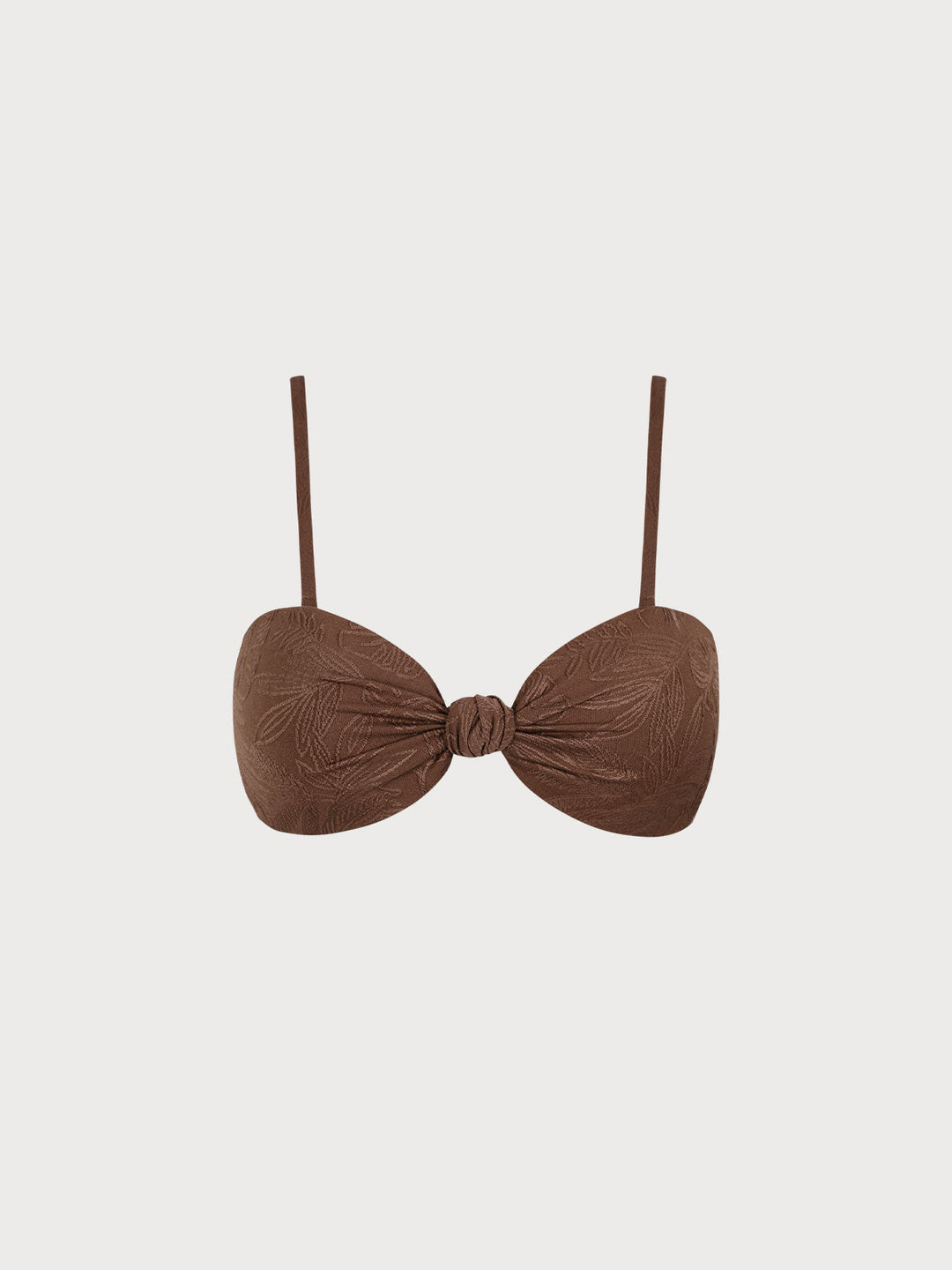 Coffee Jacquard Twist Bikini Top