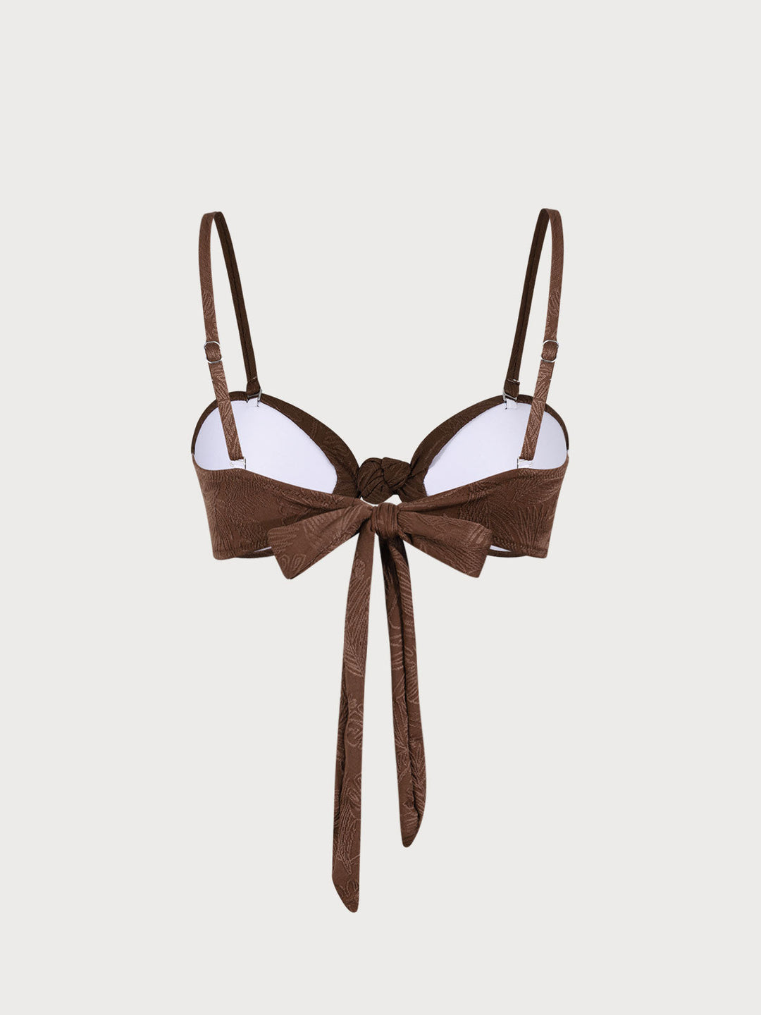 Coffee Jacquard Twist Bikini Top