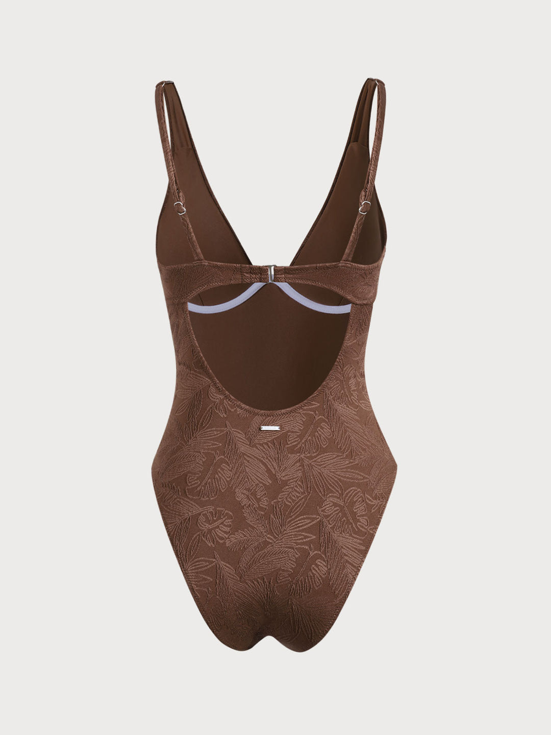 Coffee Jacquard Underwire One-Piece Swimsuit
