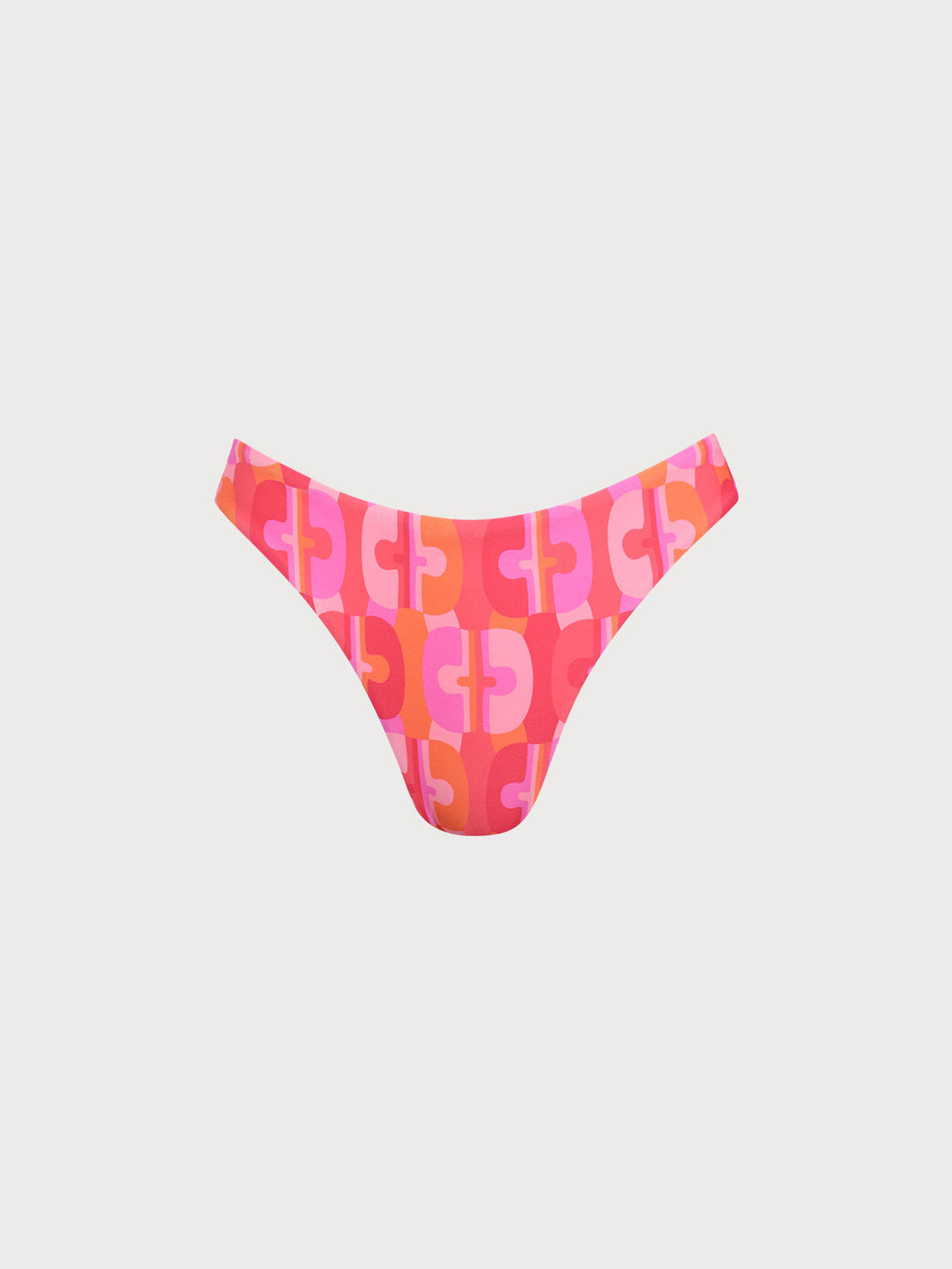 Red Geometric Floral Bikini Bottom