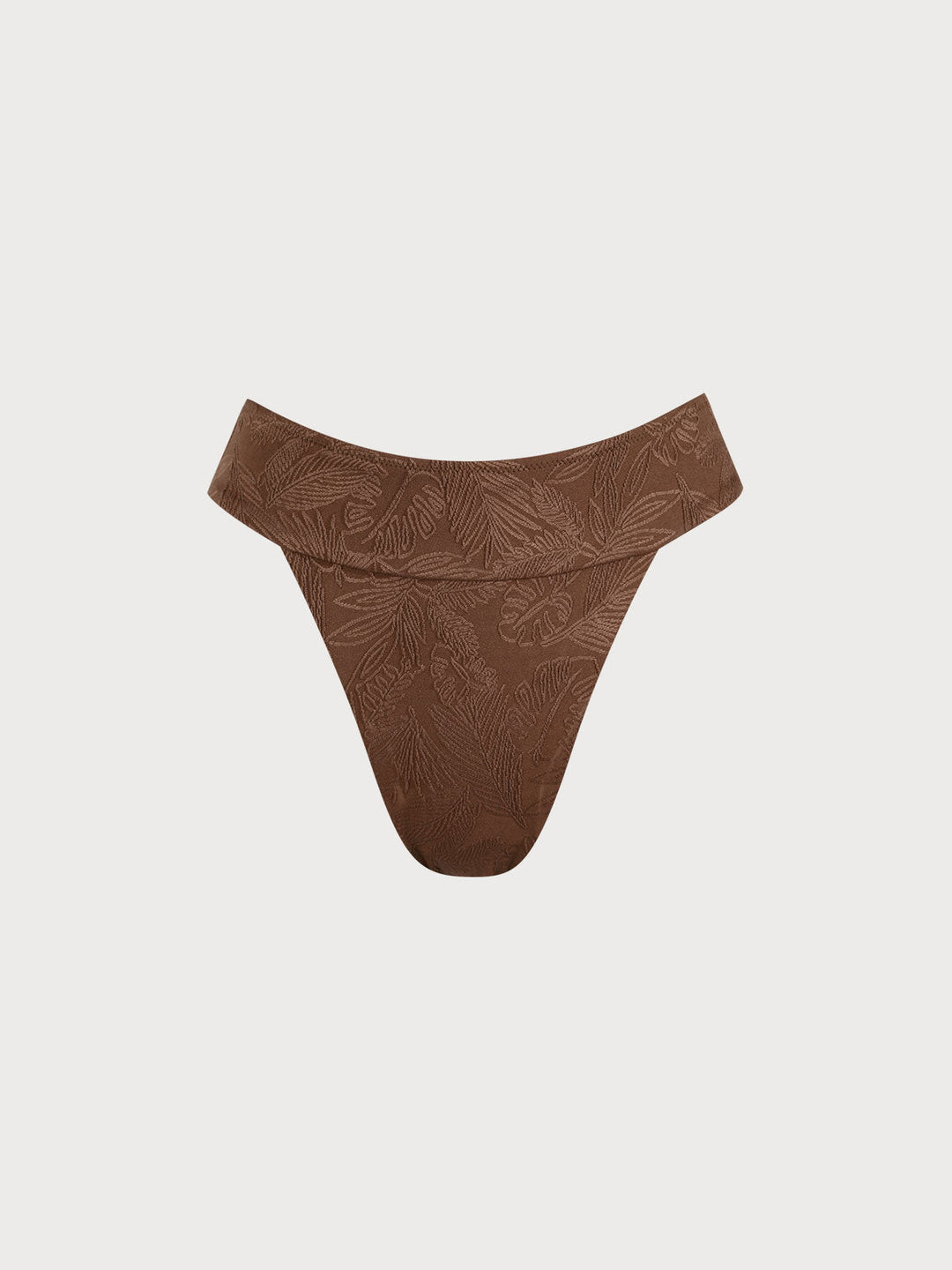 Coffee Jacquard Waistband Bikini Bottom