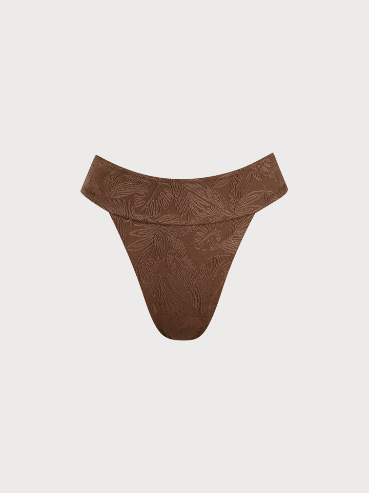 Coffee Jacquard Waistband Bikini Bottom