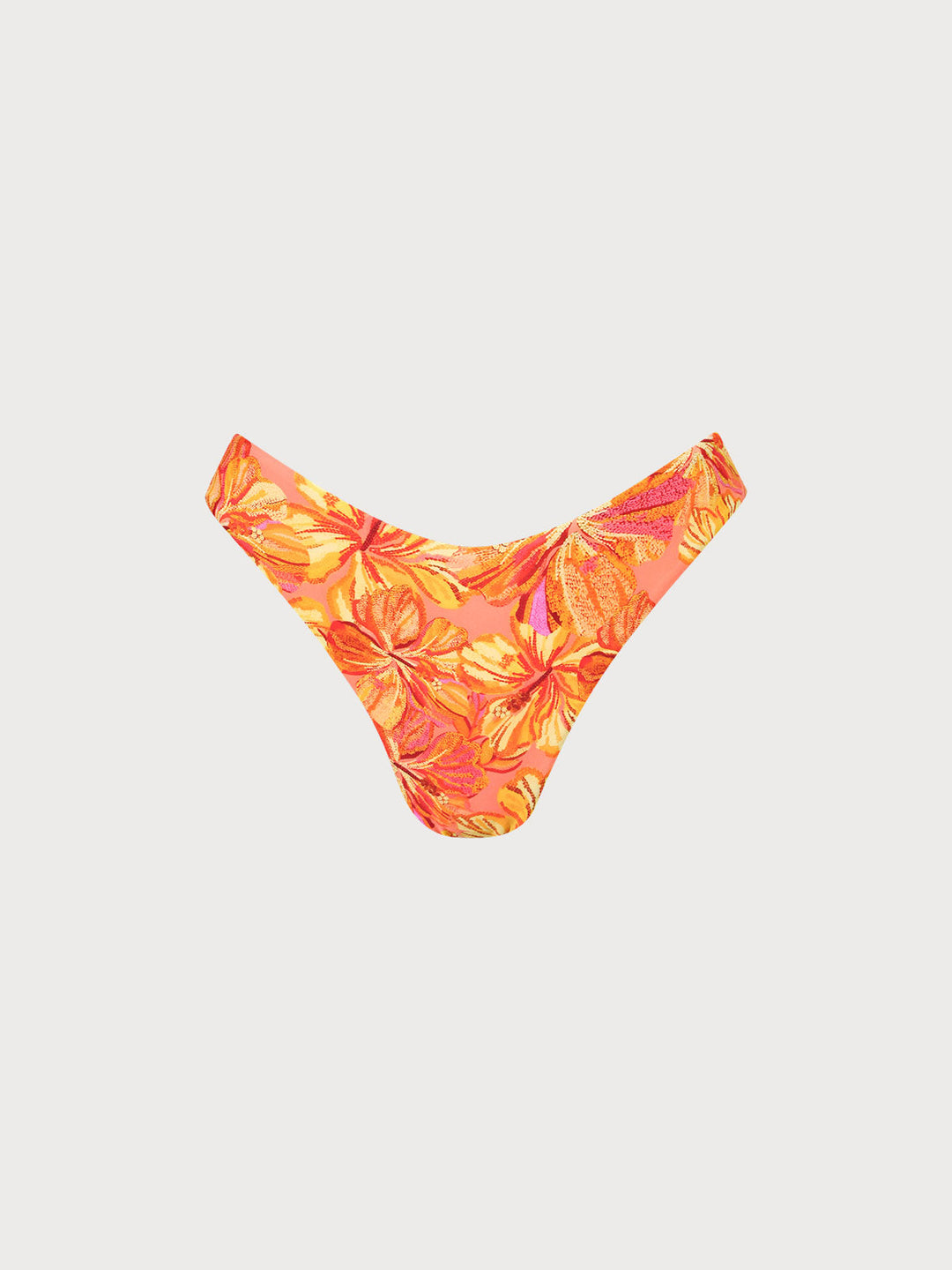 Orange Floral Print Bikini Bottom
