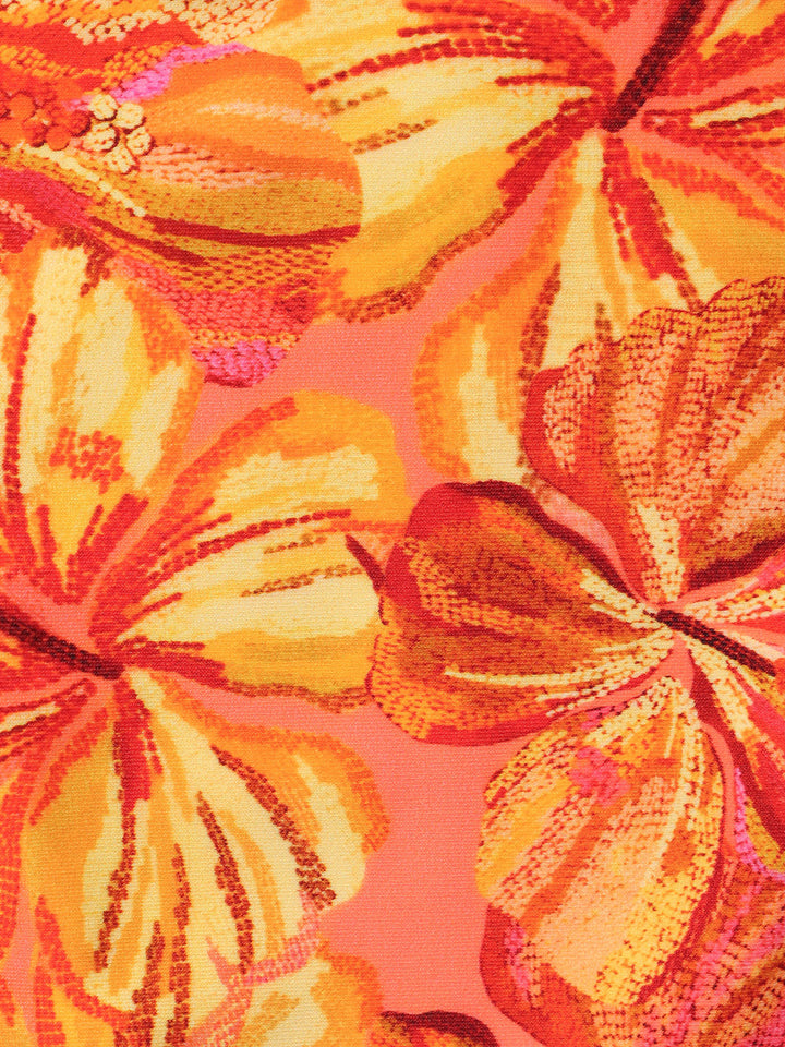 Orange Floral Cut Out Bikini Top